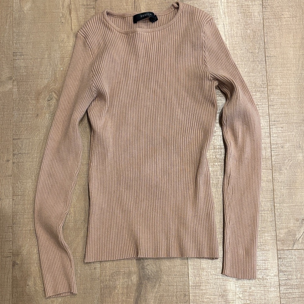 Ribbed tan sweater